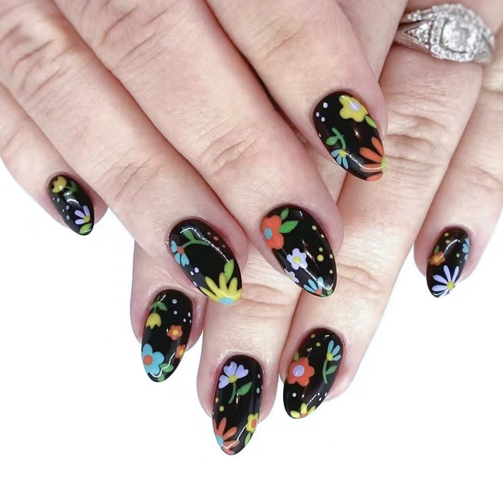 Wear Armor Hot Black Small Floral Nail Art