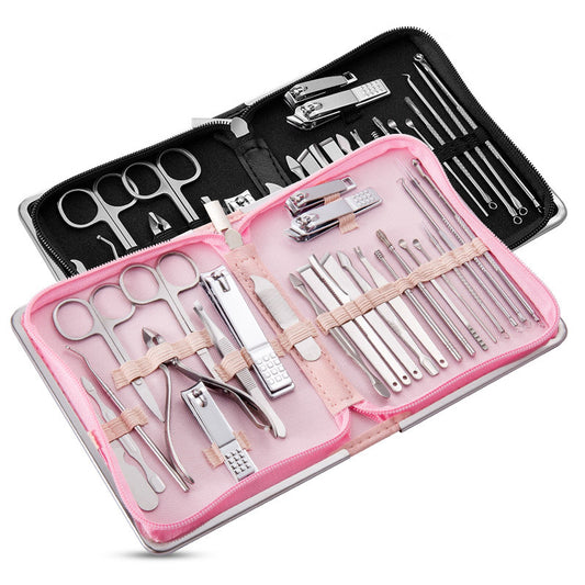 Coffret de coupe-ongles en acier inoxydable, ensemble complet d'outils pour les ongles