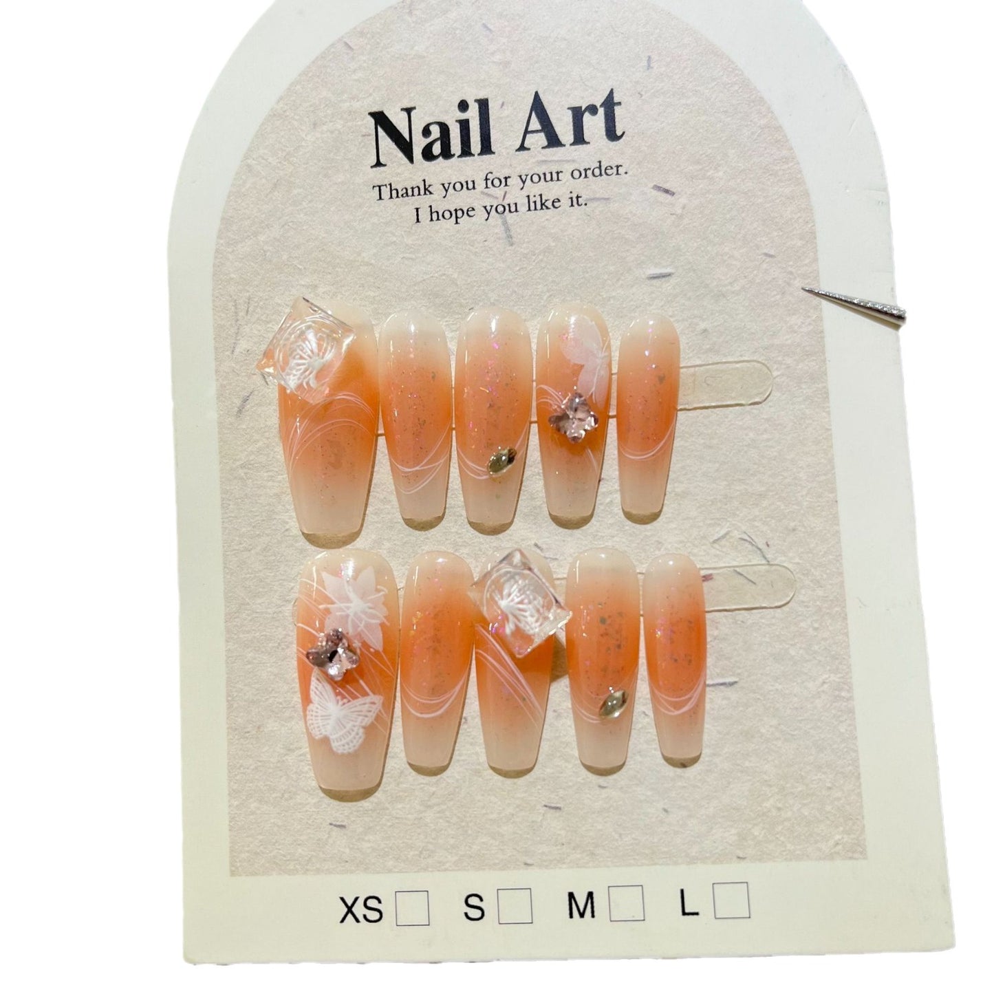 Papillon Chat Long Fini Beauté Amovible Nail Art