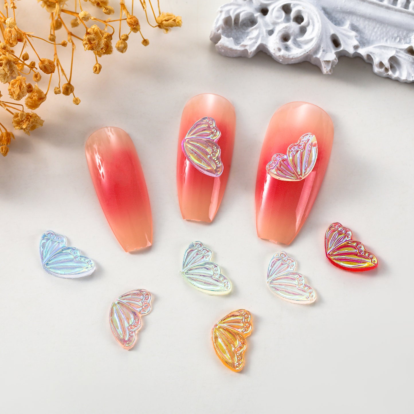 Ornement Aurora Light Changing Luminous Half Wing Soins des ongles Nail Art