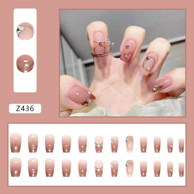 High-grade Short Fake Patch White French Nail Art