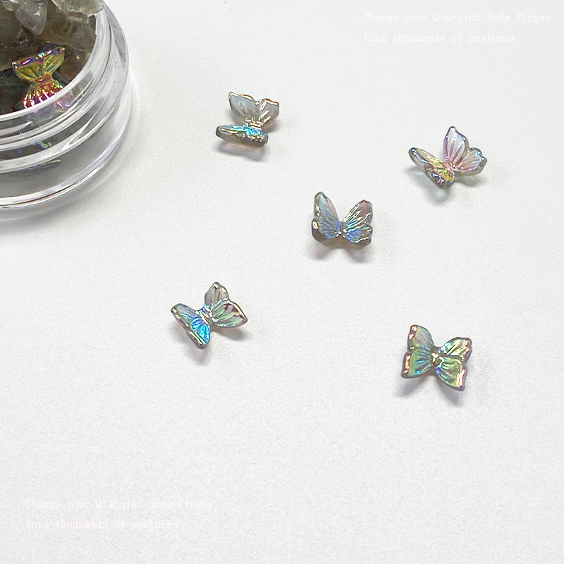 Mini Butterfly Ornament Electroplating Three-dimensional Aurora Nail Care Nail Art