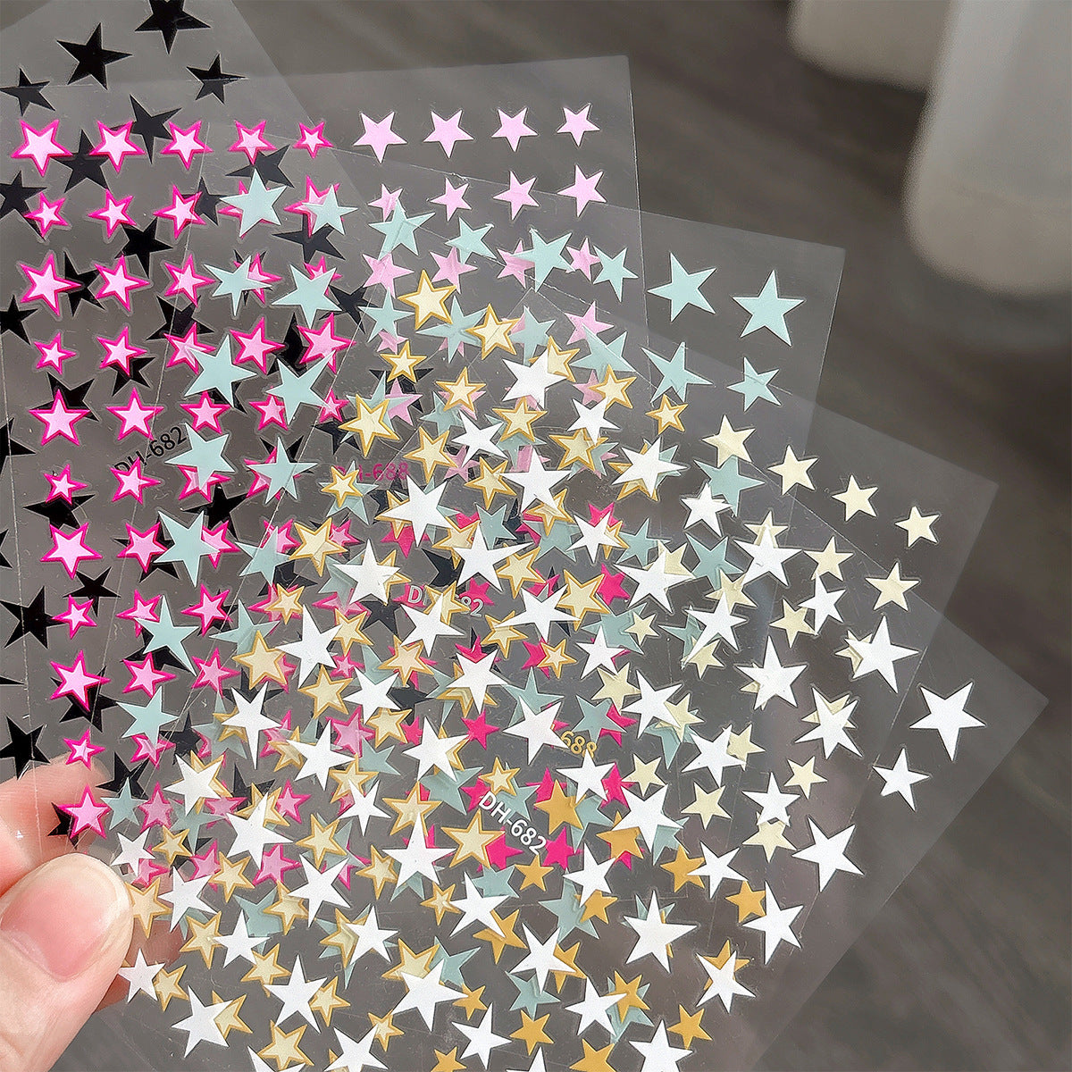 Solid Color Asterism Three-dimensional Seamless Flat Nail Stickers