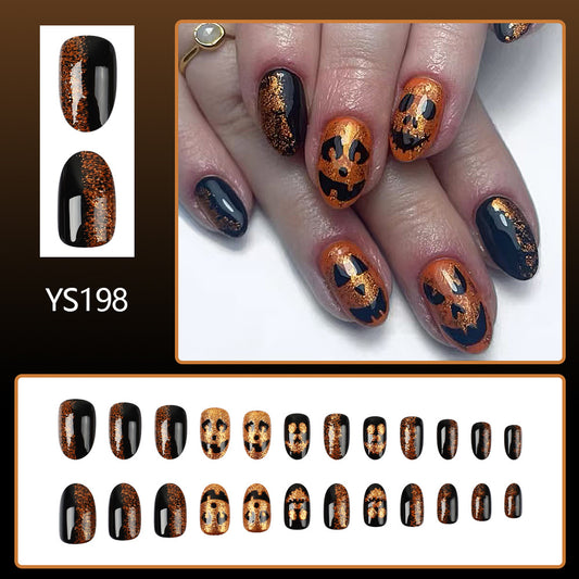 Nail Art à motif citrouille de dessin animé pour Halloween