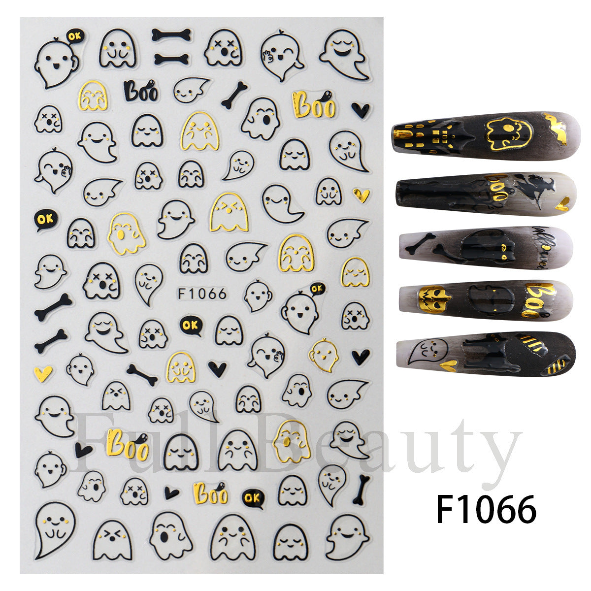 Halloween Cartoon Pumpkin Bat Skull Back Nail Stickers