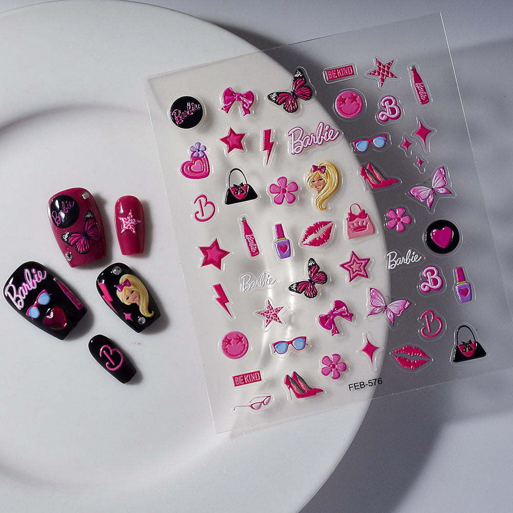 Cute Version Princess Journal Decoration Relief Beauty Nail Stickers