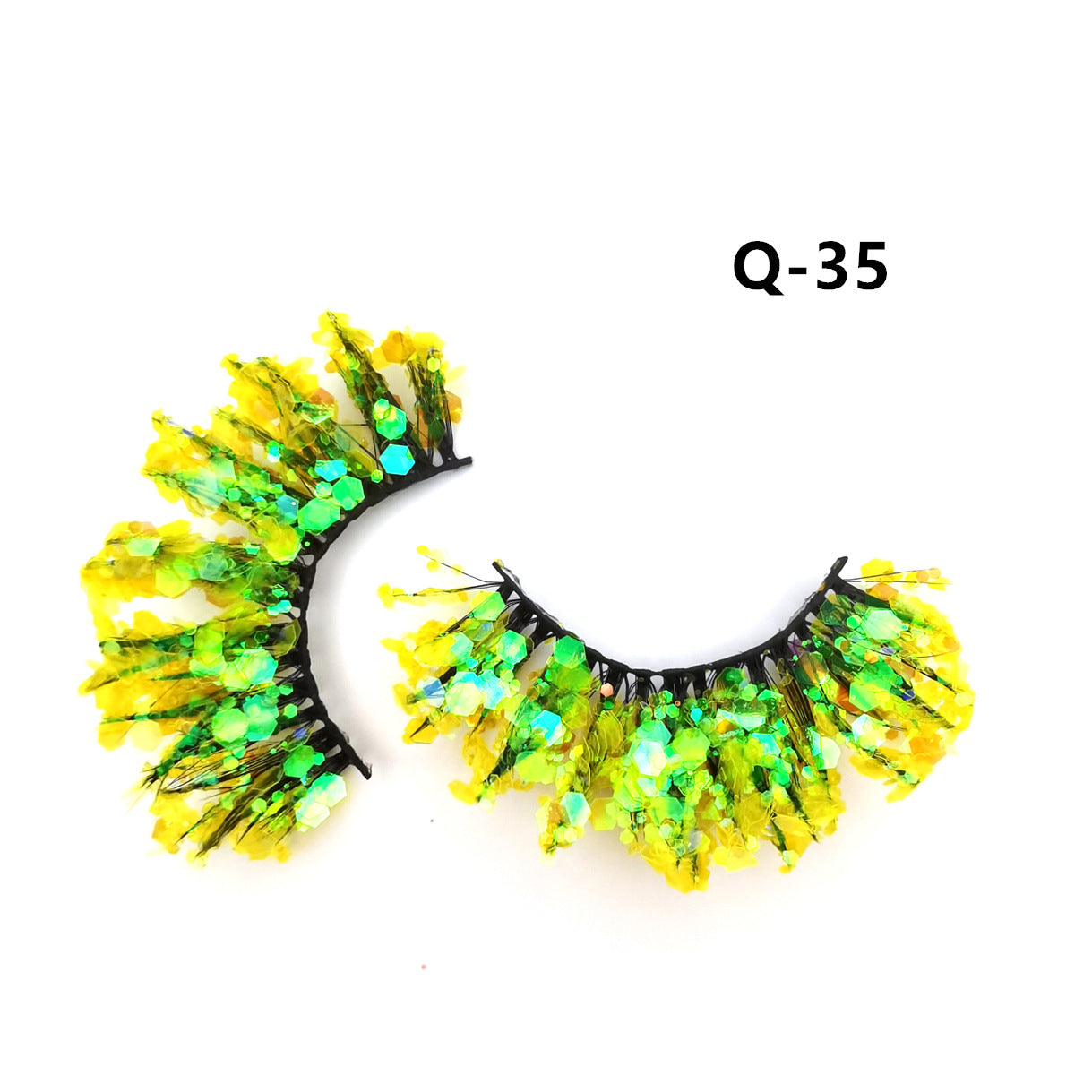 Fluorescent Luminous Sequins Eyelashes Color Thick False Lashes