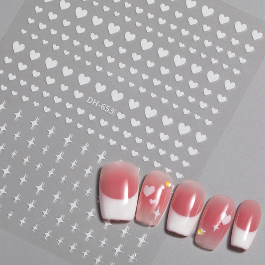 Heart-shaped Small Stars Summer Dopamine Hot Sier Nail Stickers