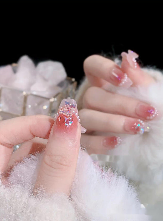 Ice Transparent Rhinestone Pure Desire Camellia Nail Stickers