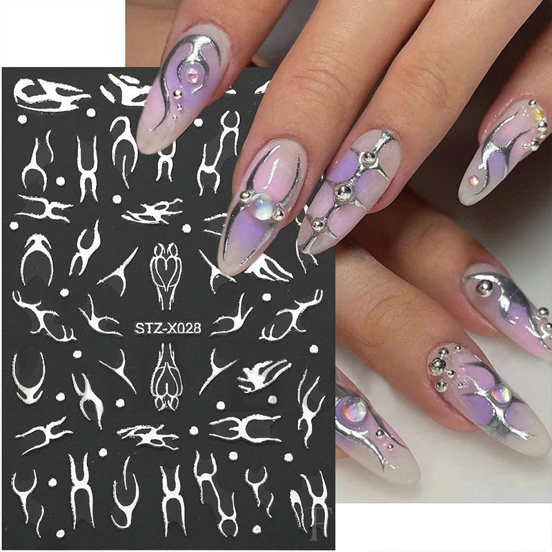 Liquid Metal Hot Sier Irregular Thorn Nail Stickers