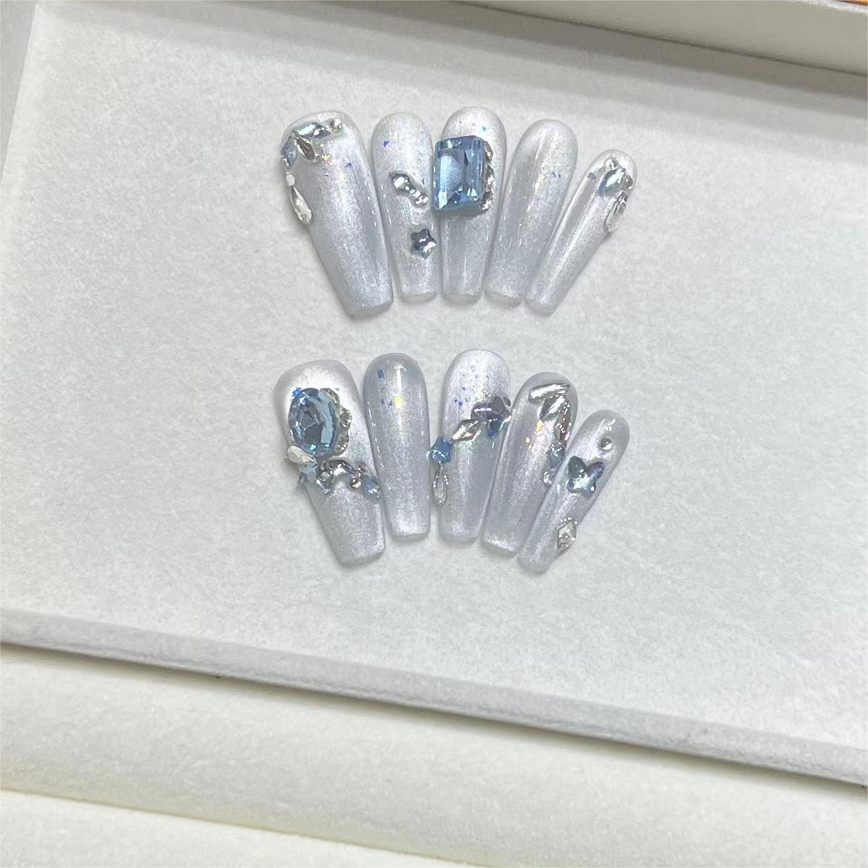 High-grade Luxury Cat Blue Diamond In The Debris Nail Stickers