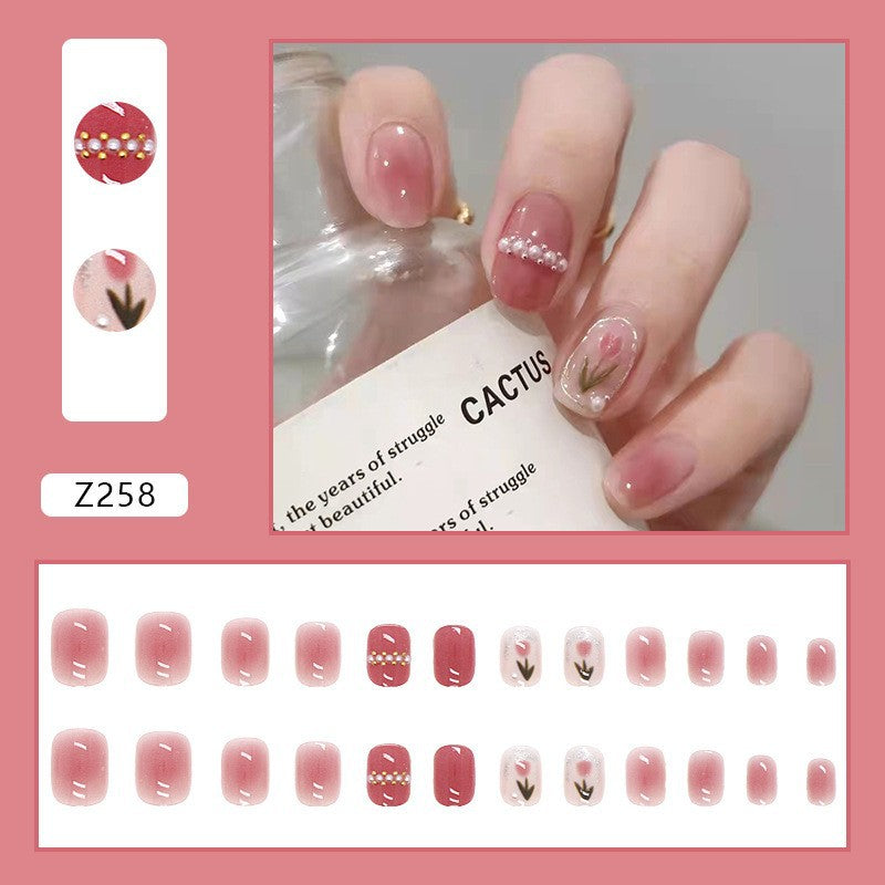 High-grade Short Fake Patch White French Nail Art