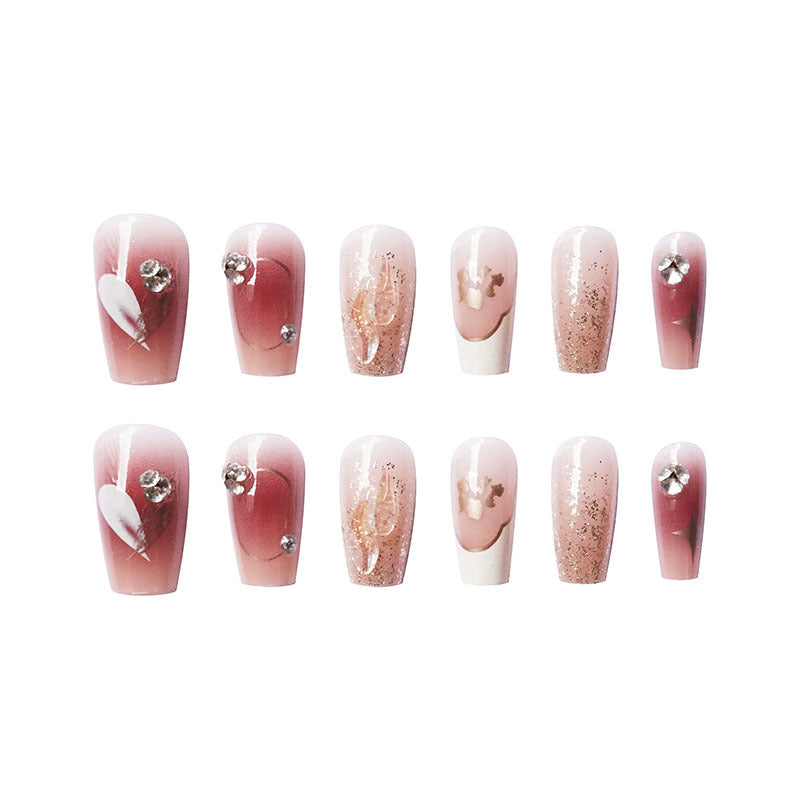 Style Petite Sœur Mi-Longueur Porter Armure Perle Papillon Amovible Nail Art