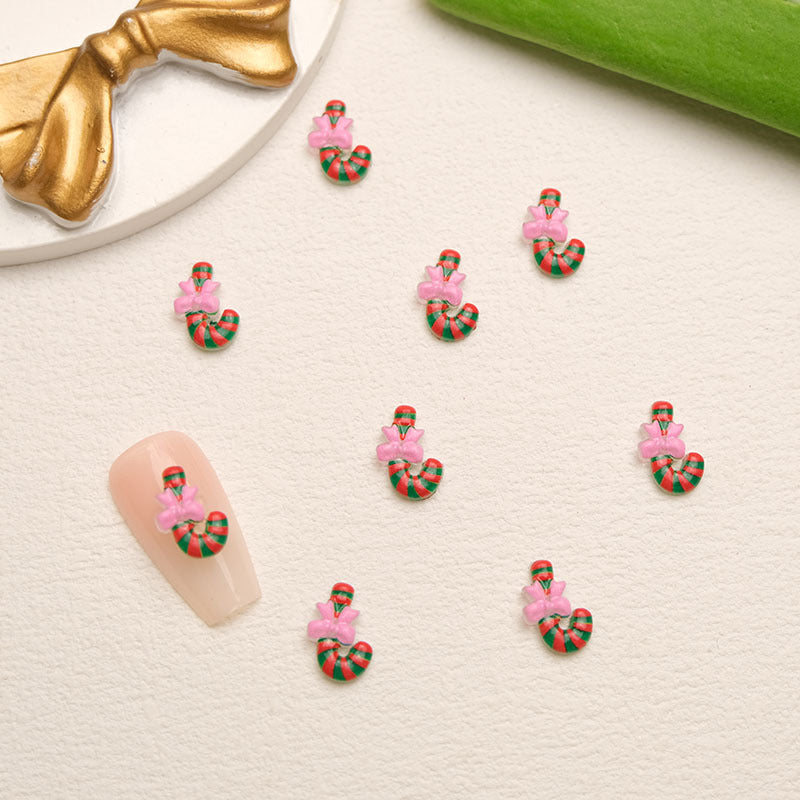 Ornement de dessin animé 3D mignon élan arbre Père Noël soin des ongles Nail Art