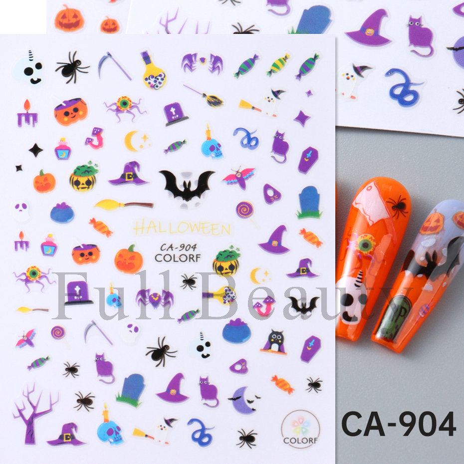 Halloween Pumpkin Head Bat Dark Cartoon Nail Stickers