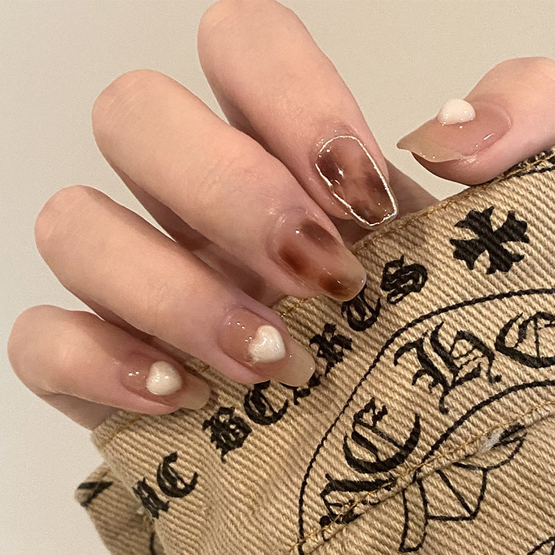 Style Petite Sœur Mi-Longueur Porter Armure Perle Papillon Amovible Nail Art