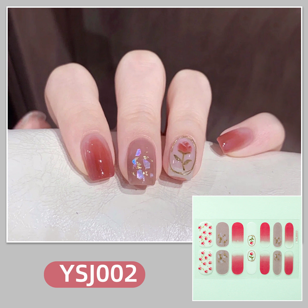 Gradient Bronzing Paper Tulip Cartoon Cute Nail Stickers