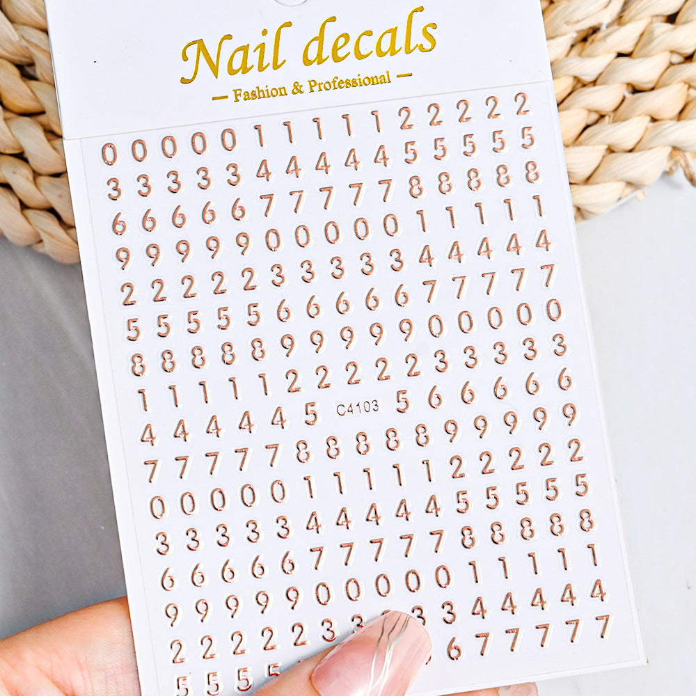 Solid Color Simple Letters Numbers Mix Nail Stickers