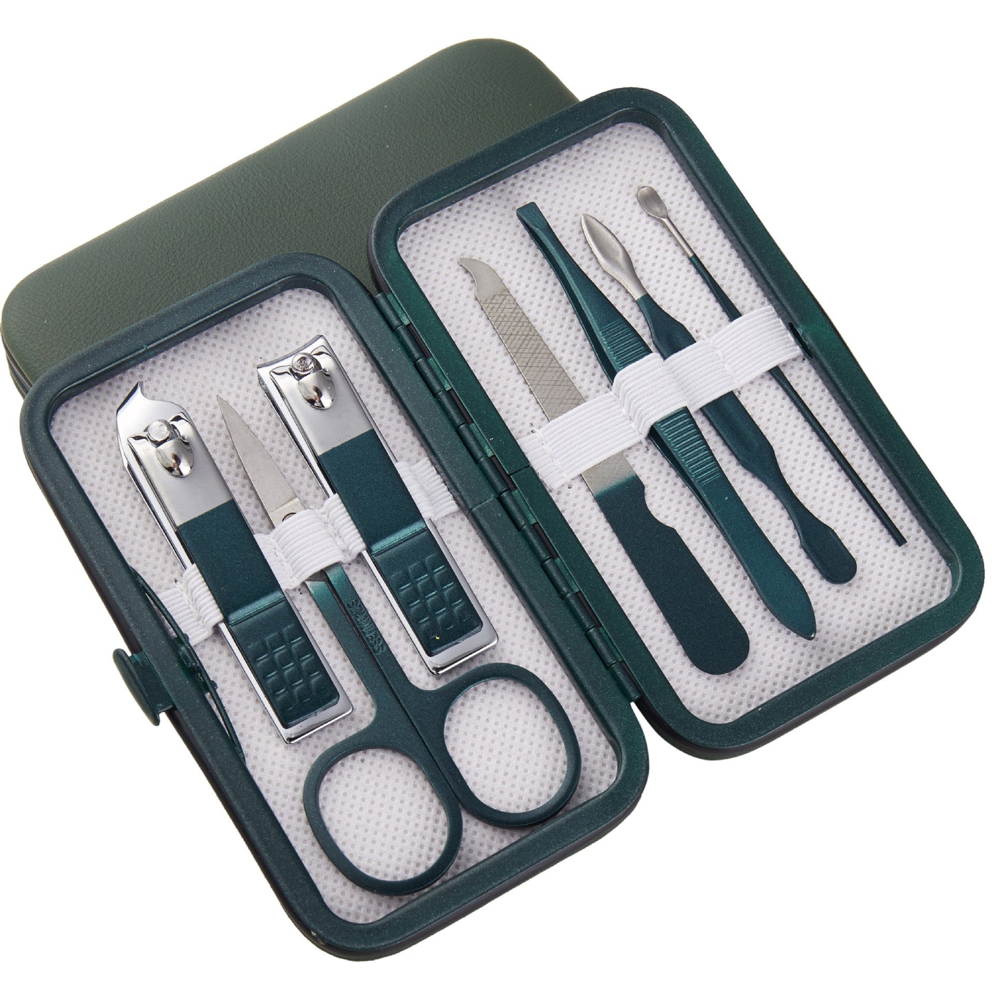 Green Scissors Full Pedicure Knife Clippers Box Nail Tool Set