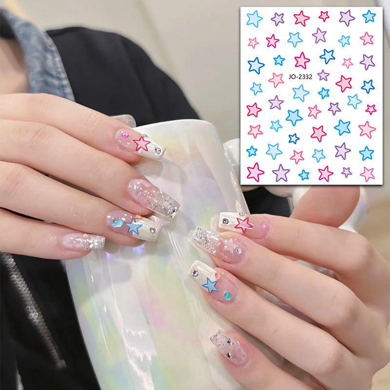 Macaron Five-pointed Star Love Adhesive Decals Nail Stickers