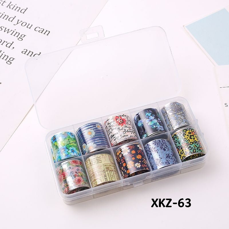 Flower Starry Sky Paper Color Boxed Lace Transfer Printing Nail Care Nail Art