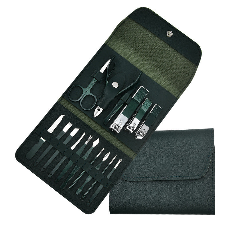 Ensemble de ciseaux pliants verts pour manucure et ongles