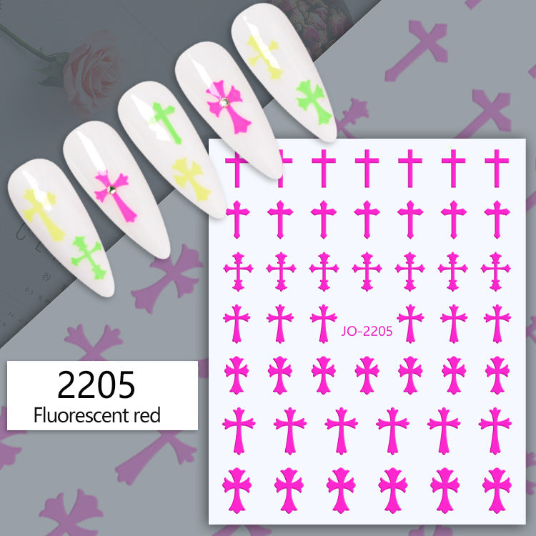 Heart Paper Color Cross Solid Beauty Nail Stickers