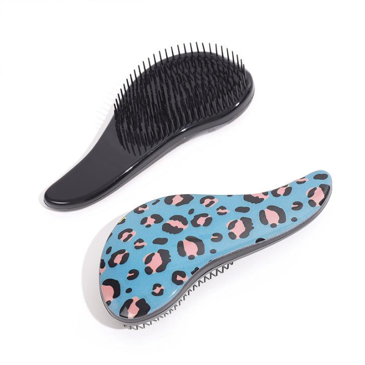 Massage Leopard Print Plastic Hairdressing Wet Hair Brushes & Combs