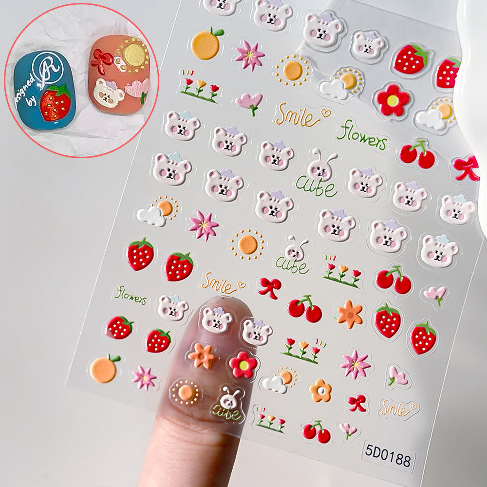 Cartoon Relief Reward Adhesive Backing Embossed Nail Art