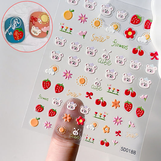 Cartoon Relief Reward Adhesive Backing Embossed Nail Art