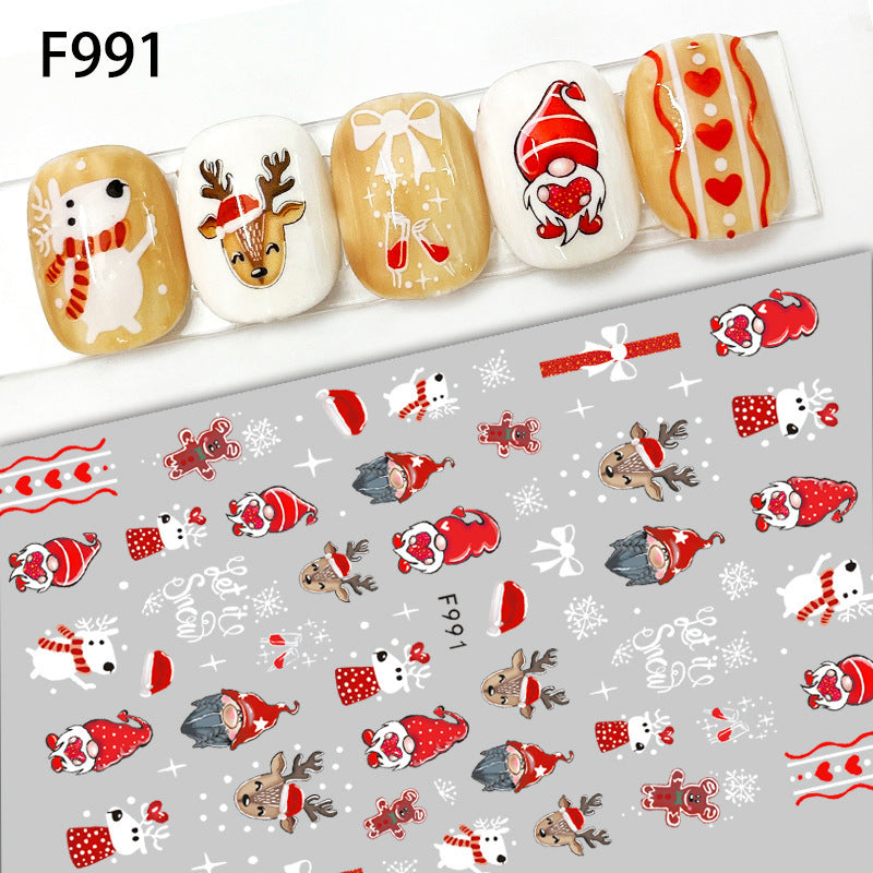 Theme Elk Snowflake Cute Cartoon Beauty Nail Stickers