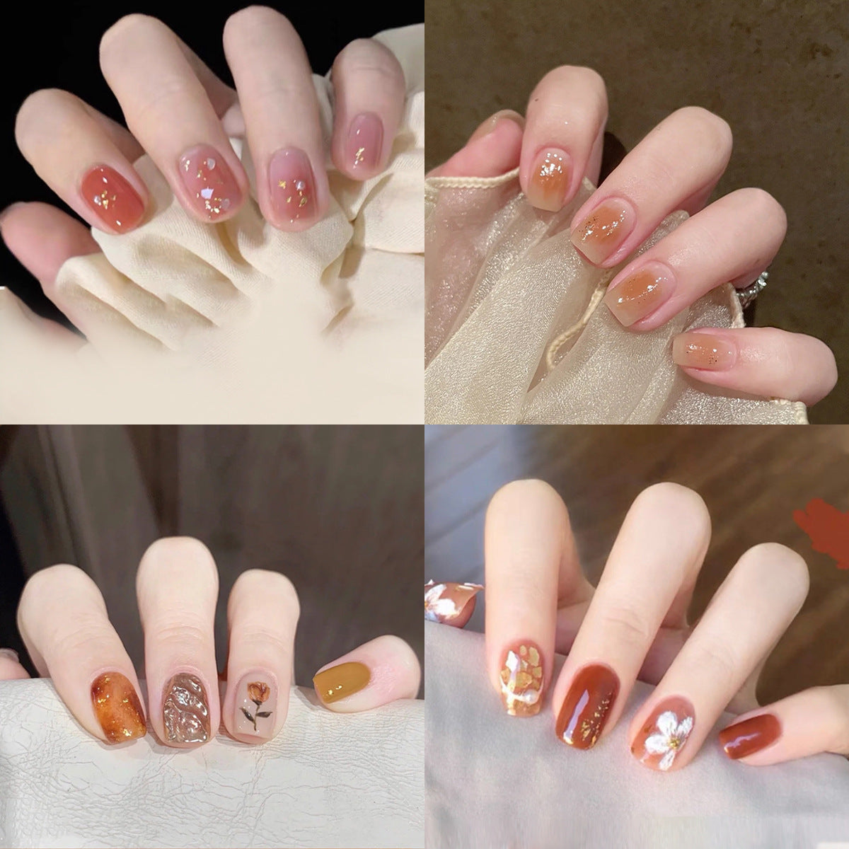 Gradient Bronzing Paper Tulip Cartoon Cute Nail Stickers