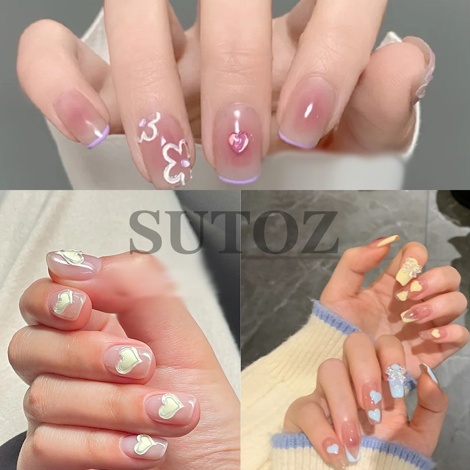 Hollow Color Flower Butterfly Heart English Nail Stickers