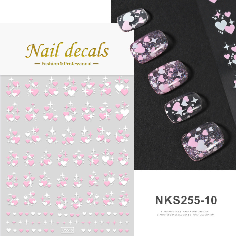 Navy Blue Stars Heart Four Kinds Nail Stickers