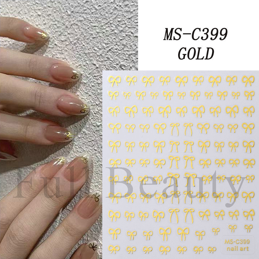 Bow Ribbon Butterfly Style Simple Adhesive Nail Stickers