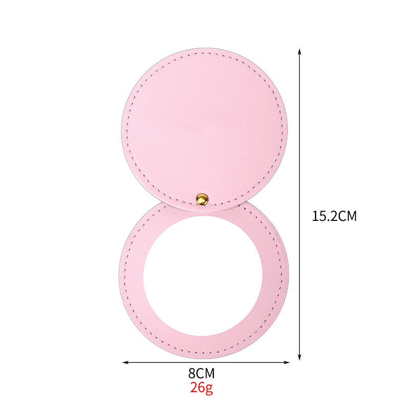 Boîte ronde portable en cuir pour accessoires de maquillage