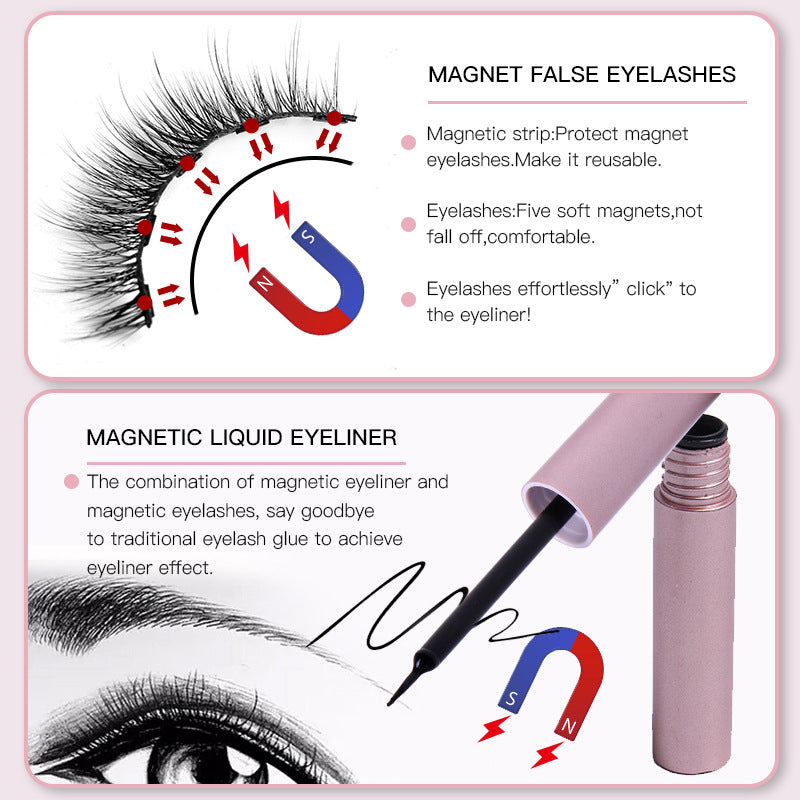 Pairs Magnetic Suction Eyelashes Natural Thick Comfortable Cross Artificial False Lashes