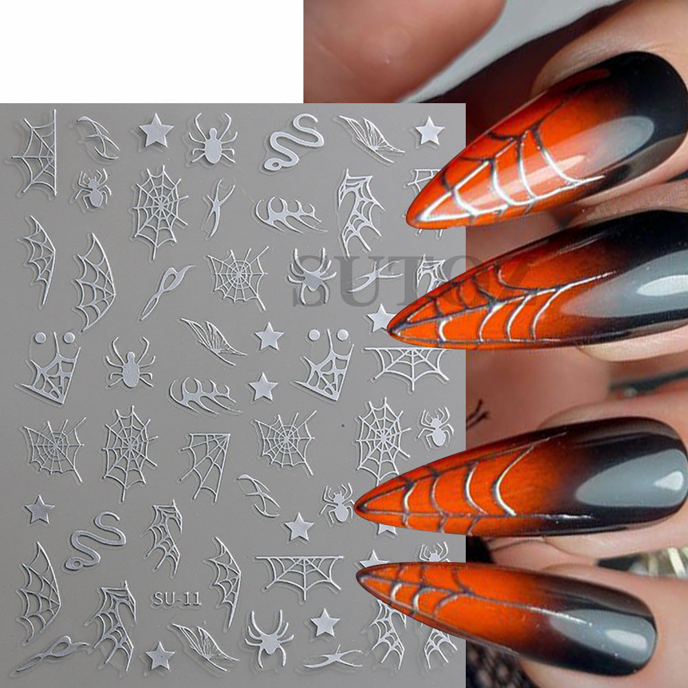 Popular Spider Web Witch Little Black Nail Stickers