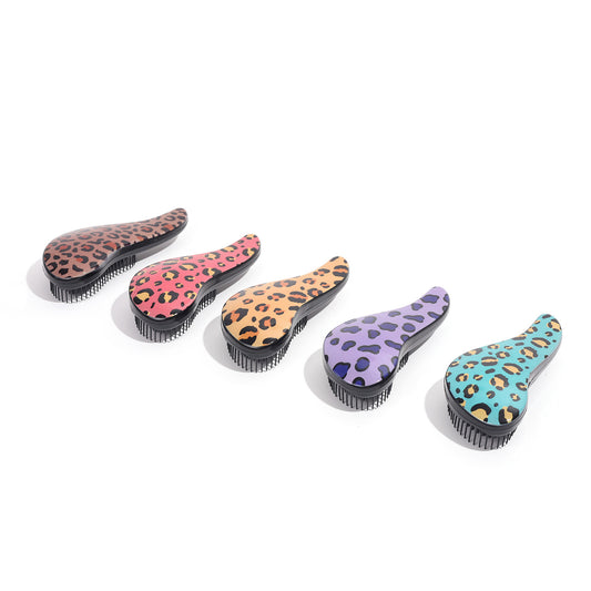 Massage Leopard Print Plastic Hairdressing Wet Hair Brushes & Combs