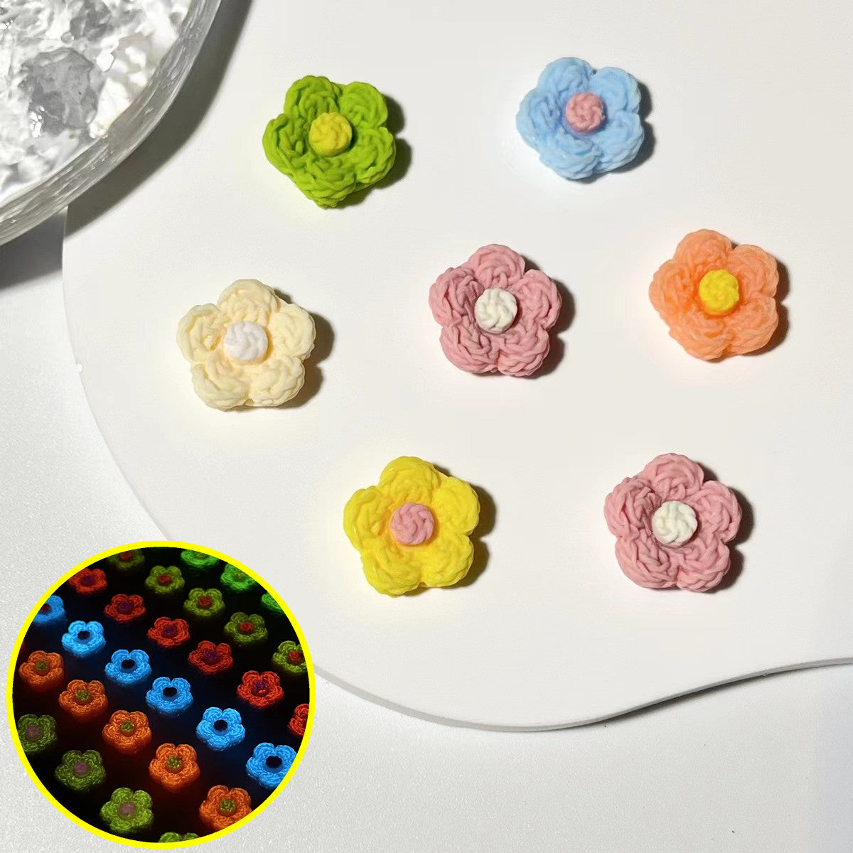 Wool Flowers Ornament Color Five Faces Knitted Nail Care Nail Art