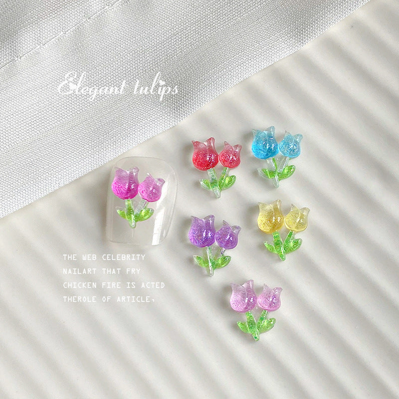 Three-dimensional Resin Fresh Flower Fingernail Decoration Nail Care Nail Art