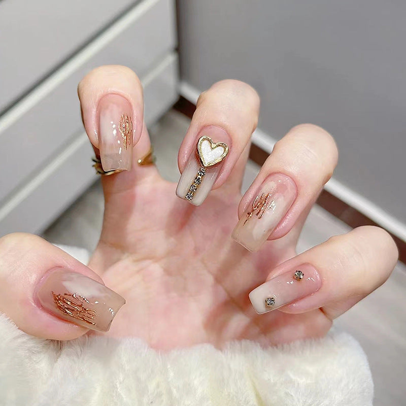 Style Petite Sœur Mi-Longueur Porter Armure Perle Papillon Amovible Nail Art