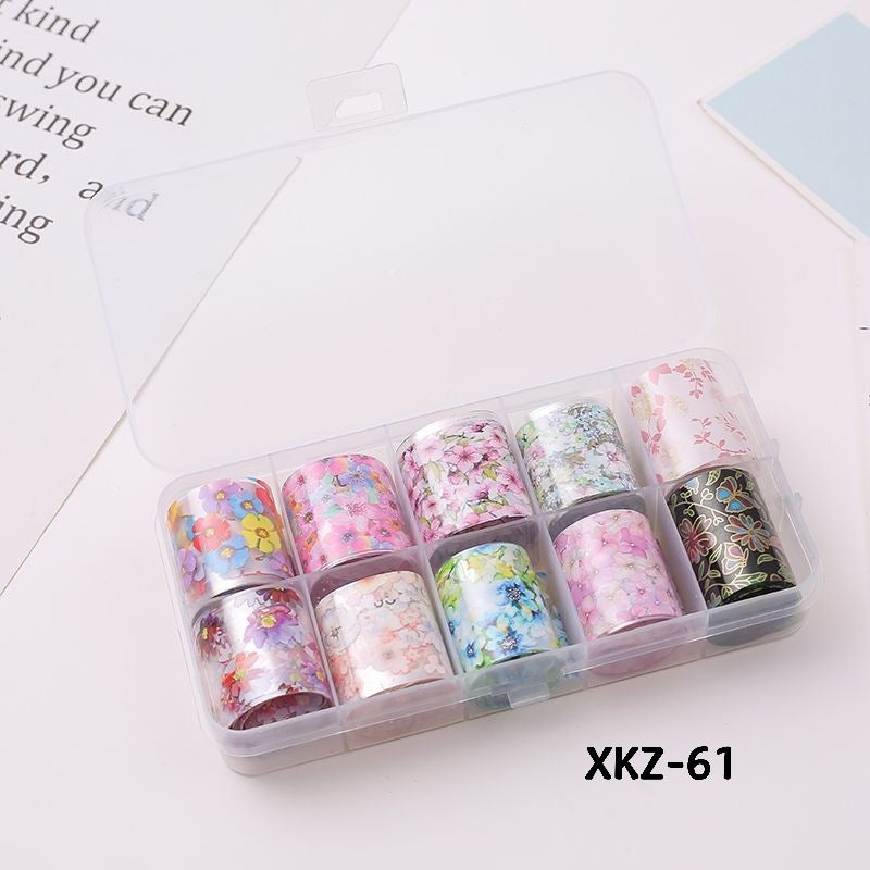 Flower Starry Sky Paper Color Boxed Lace Transfer Printing Nail Care Nail Art