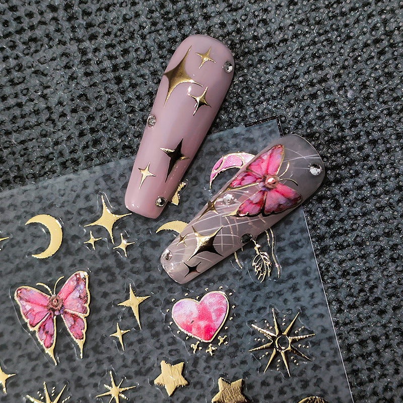 Craft Bronzing Butterfly Paper Adhesive Three-dimensional Nail Stickers