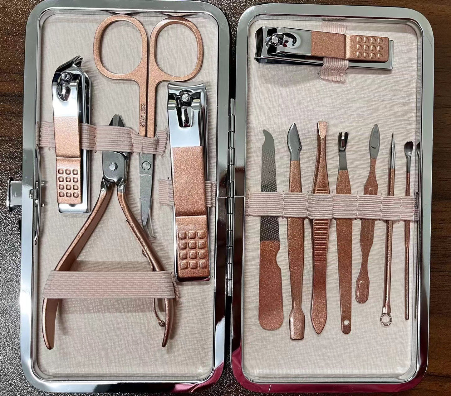 Ensemble de coupe-ongles en or avec ensemble d'outils en acier inoxydable