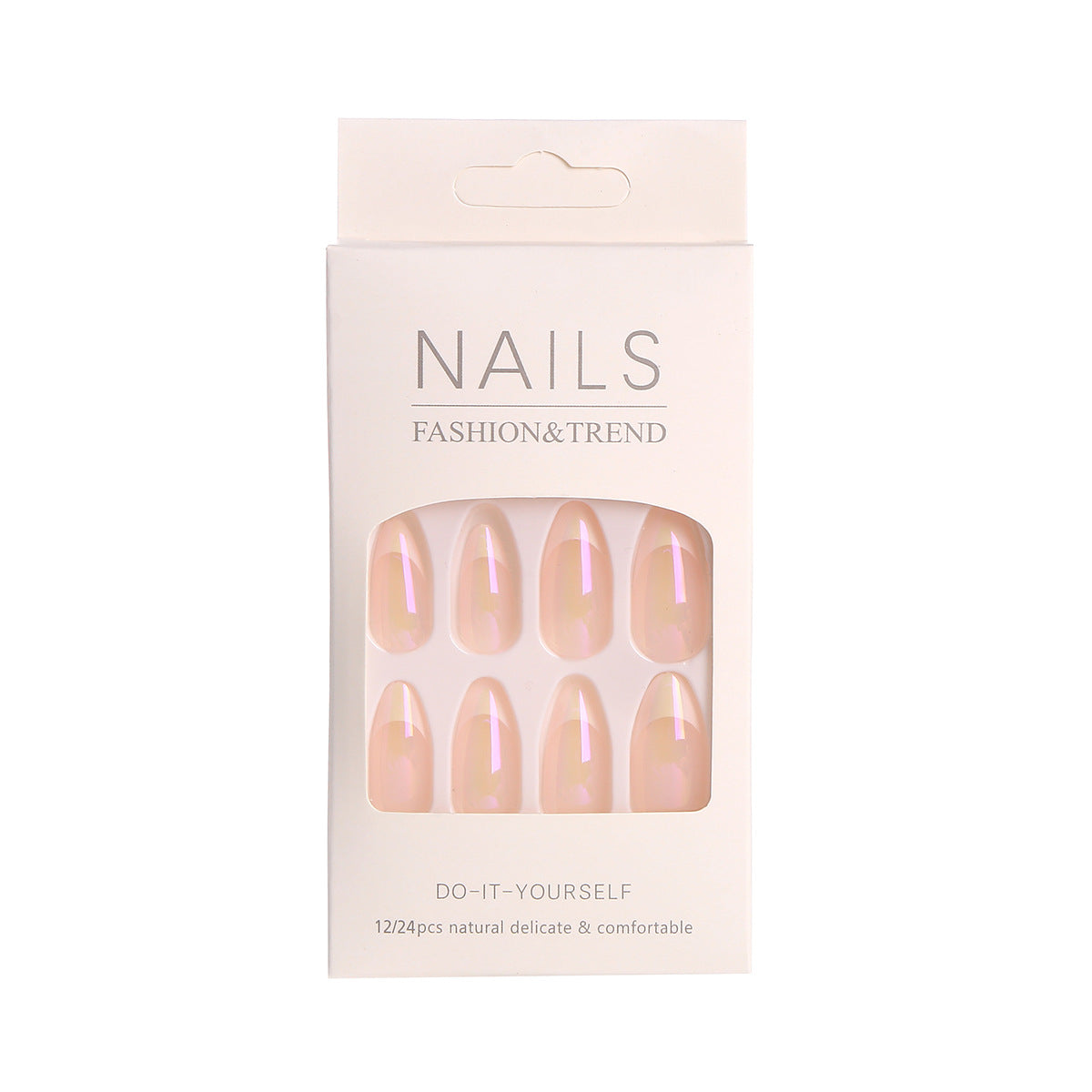 Manucure aux amandes brillantes et colorées, nail art français doux