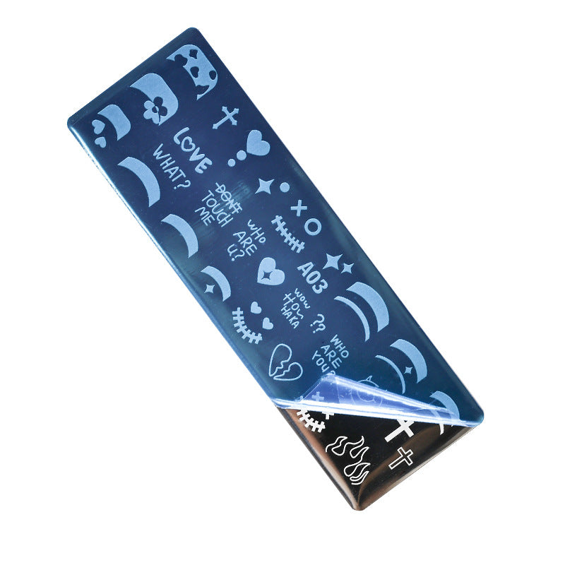 Ensemble d'outils pour ongles bleus, petite plaque d'impression en acier, planche longue