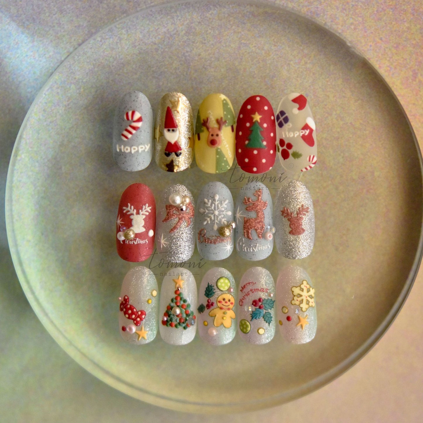 Pretty Embossed Cute Christmas Cartoon Ornament Nail Stickers