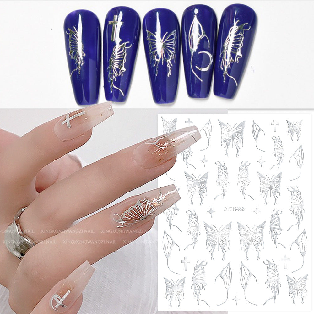 Sier Liquid Butterfly Style Sweet Simple Big Bowknot Nail Stickers