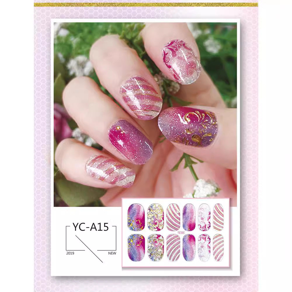 Glitter Bronzing Gradient Full Retro Chinese Nail Stickers